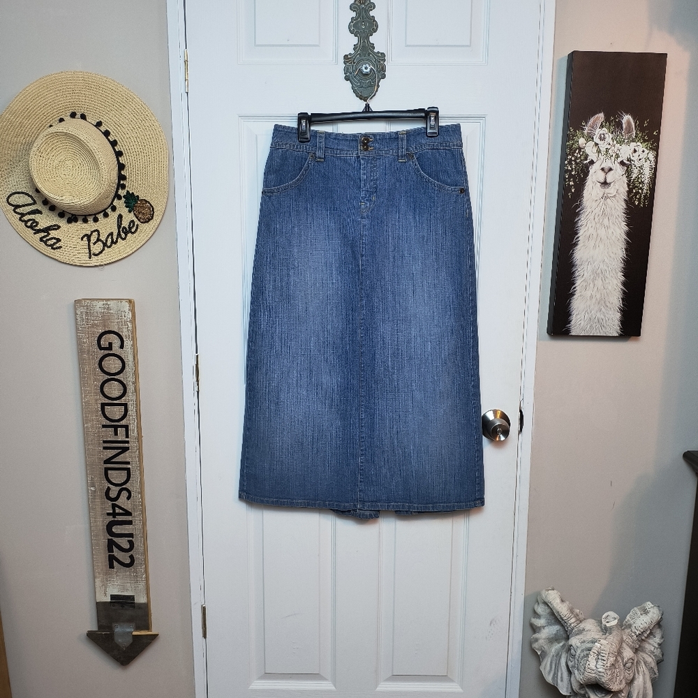 Y2K Gloria Vanderbilt Denim Maxi Skirt Womens sz 6